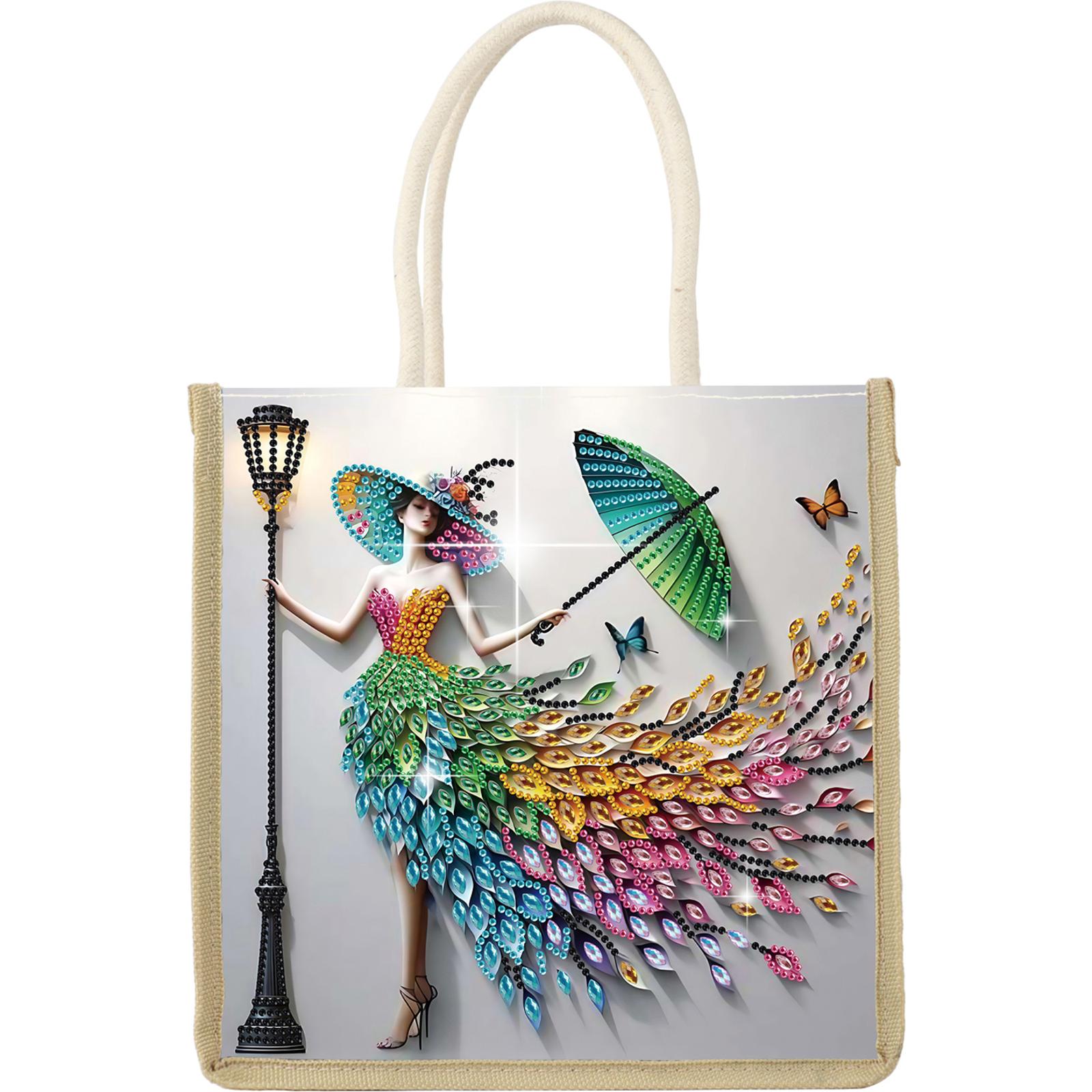 

Diamond Painting Shopping Bag Diamond Art Shoulder Bag DIY Diamond Tote Handbag 5D Gem Dots Art Commute Bag for Outdoor Travel