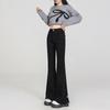 Spring Women's Plus Size Micro-Flare Elastic Jeans - Loose Slimming Split Cropped Pants for Petite