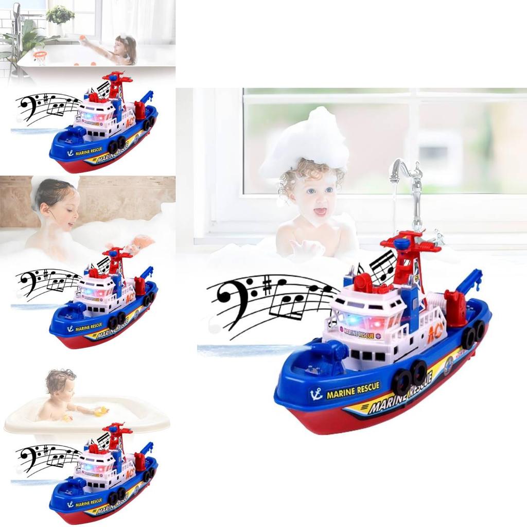Colorful Electric Fireboat Toy For Kids With Water Spraying Music And Lights Features