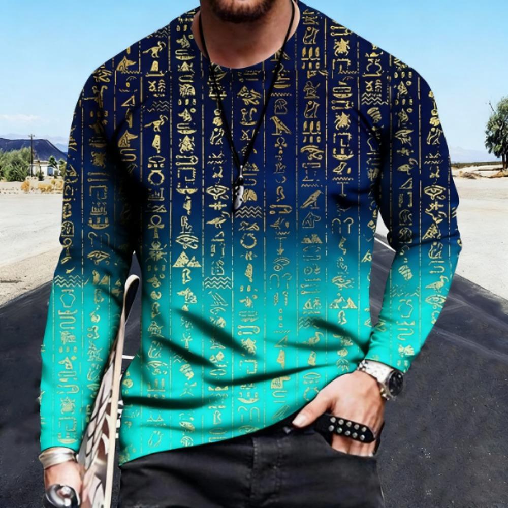 Spring Funny Print Pullover Europe America Fashion Comfortable Men's Long Sleeve T-shirt Outdoor Oversized Tees Top