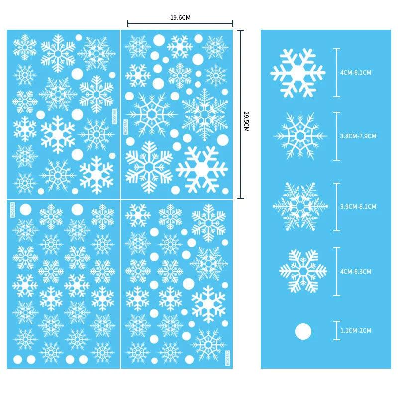 

114 white snowflake window stickers, winter holiday decorations, static cling film for windows, Christmas and New Year decoratio