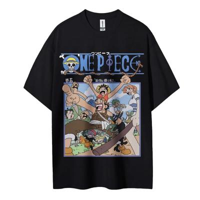 One Piece Animation Derivatives Luffy Usopp Printing Men's and Women's Summer Fashion Breathable Street Short-sleeved T-Shirt