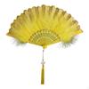 Handheld Folding Fan Pendant Decor Accessories Prop Feather for Prom