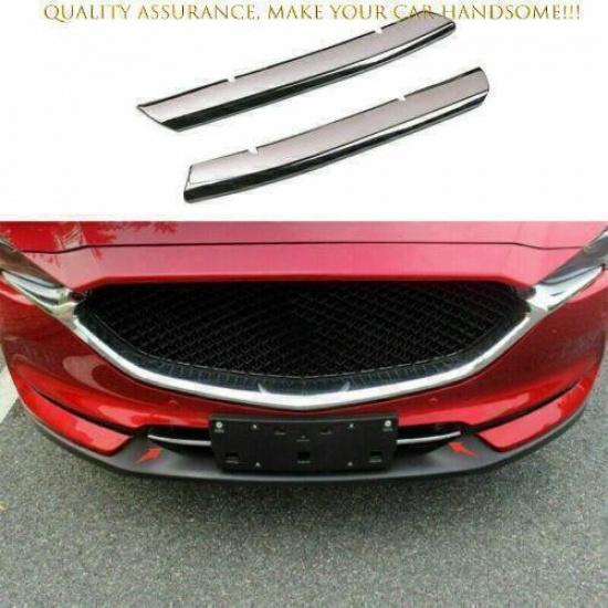 For Mazda CX-5 2017-2021 Glossy Chrome Front Lower Mesh Grille Grill Strip Trim
