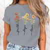 Women's Blouses Faith Hope Love Flower Letter Print T Shirt Women Summer Short Sleeve Fashion Summer Casual T-shirt