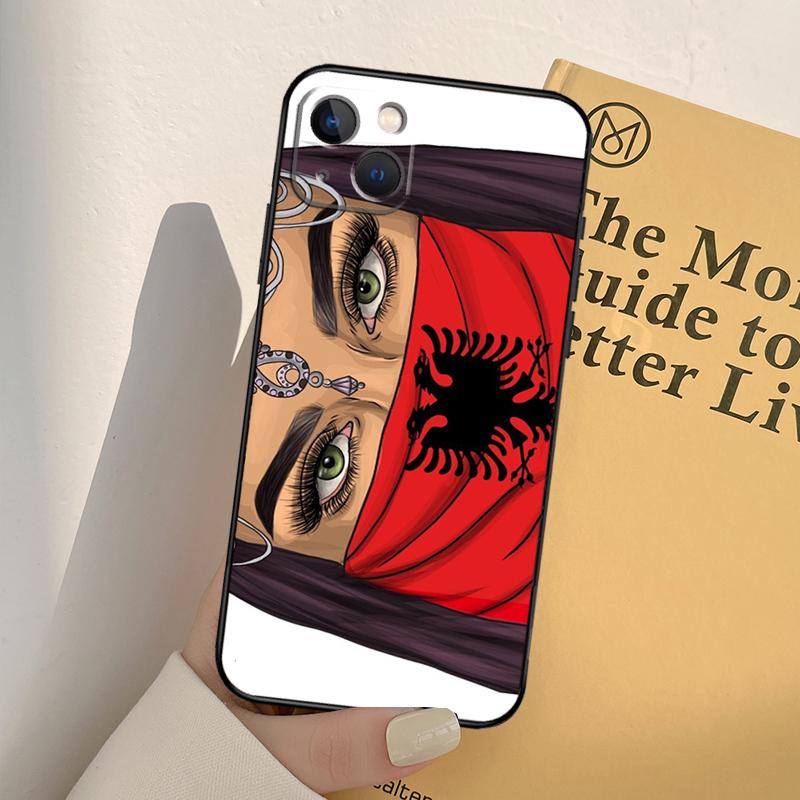 Albanische Flagge Adler Handyhülle Für iPhone 17 16 15 13 11 12 14 Pro Max mini XR 16e 15 16 Plus 17 Air Vollabdeckung