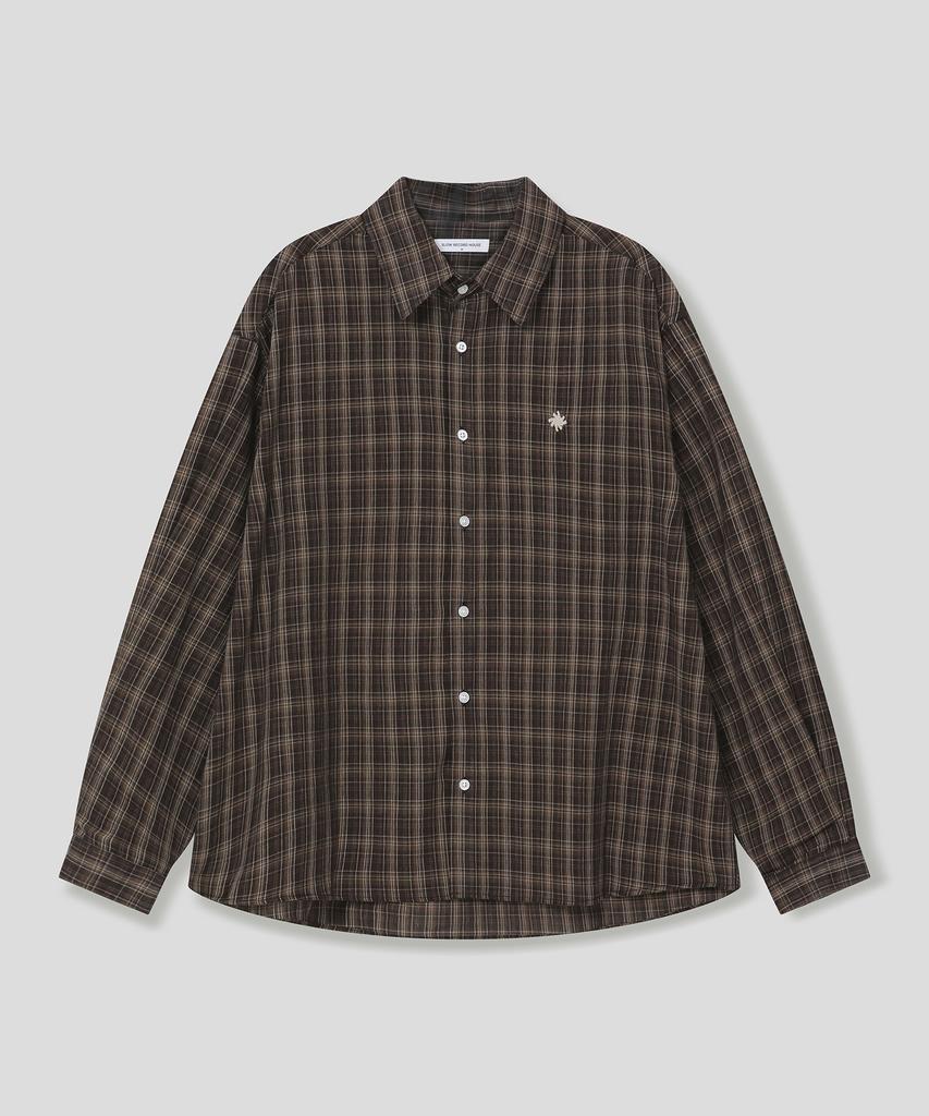 SLOW RECORD HOUSE Cane Check Shirt_Brown