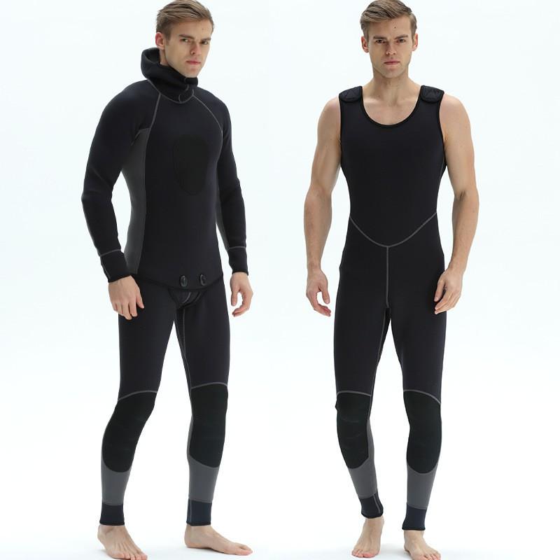 3mm Neoprene Wetsuit Two-Piece Set Black Diving Snorkeling Surfing Water Sports Warmth