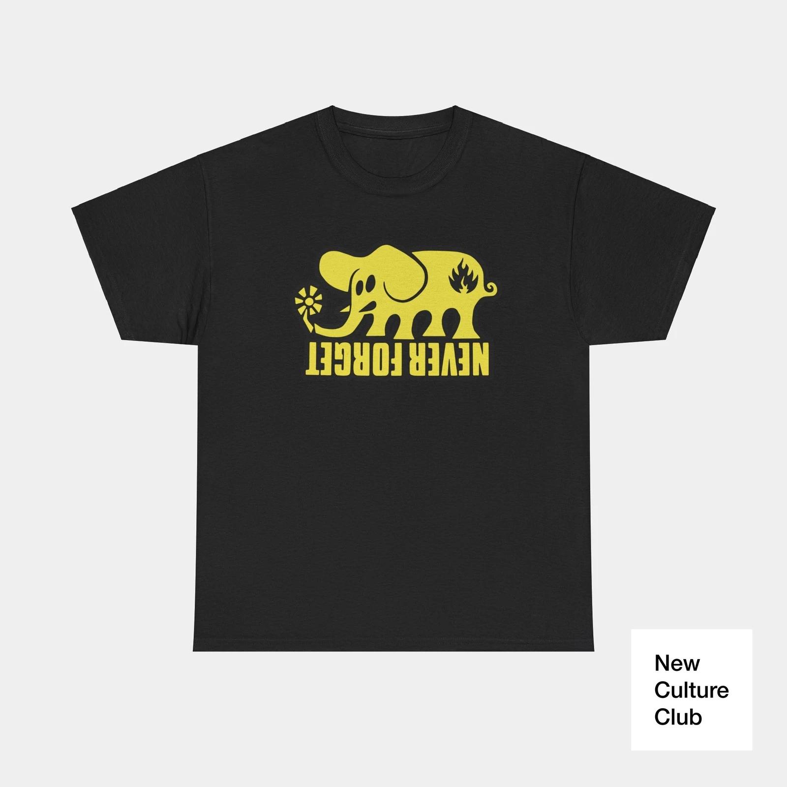 

Black Label Never Forget Elephant Skate Skateboarding 90s Design T Shirt Tee Y XL