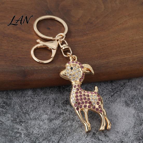 Decorative Keychain Rhinestone Sheep for Backpack, Sparkly Goat Car Key Ring, Lamb Pendant Backpacks and Handbags Charm