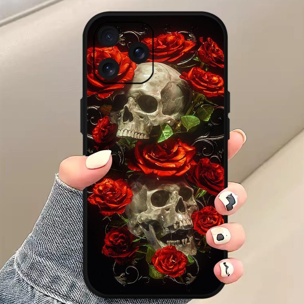 Deluxe Skull Dead Flowers Phone Case For Xiaomi 10 12 Poco M3 X3 Nfc Redmi 10 11S Lite Ultra 4G 5G Black Soft Shelll