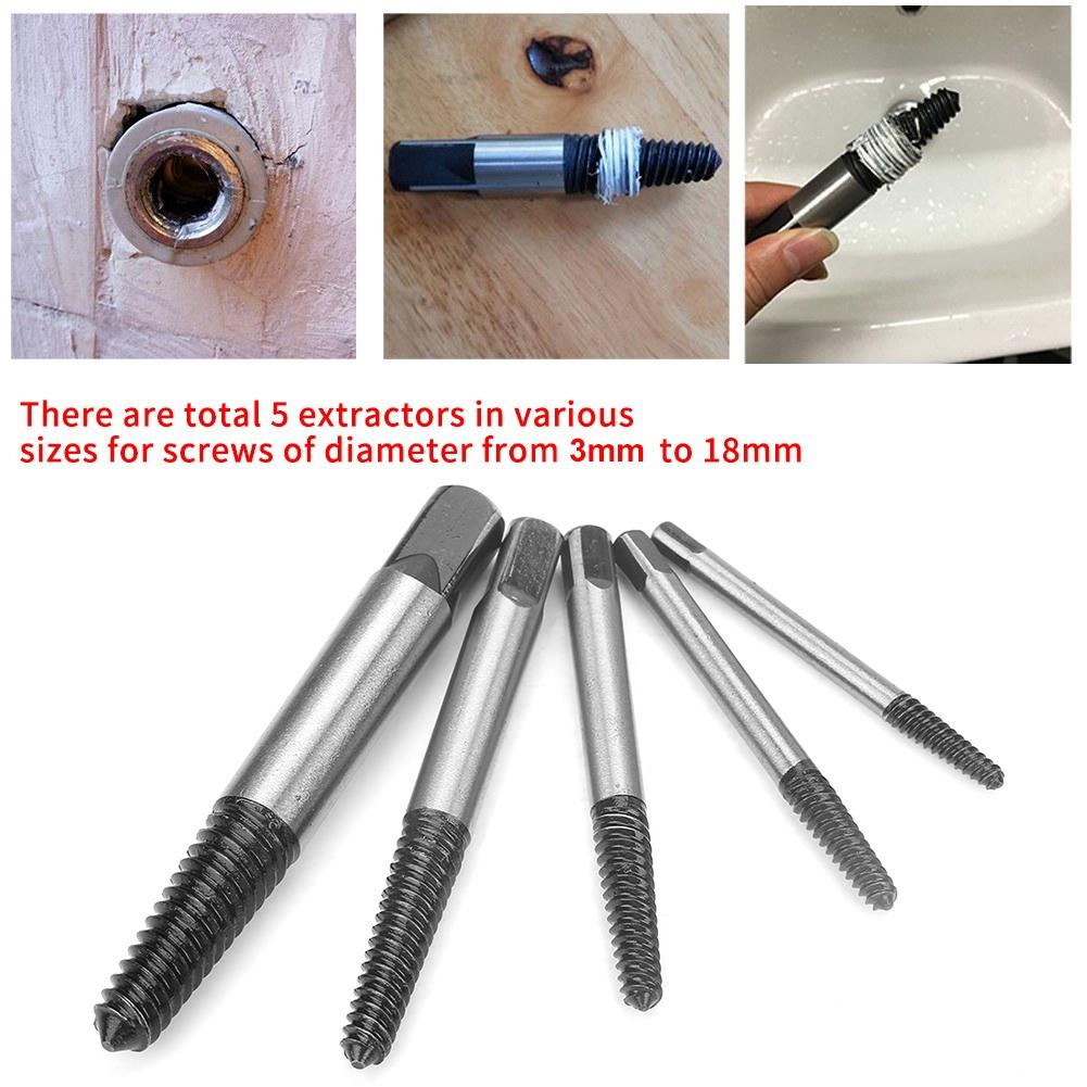 5Pcs High Quality Chrome Vanadium Steel Damaged Bolt Screw Extractor Remover