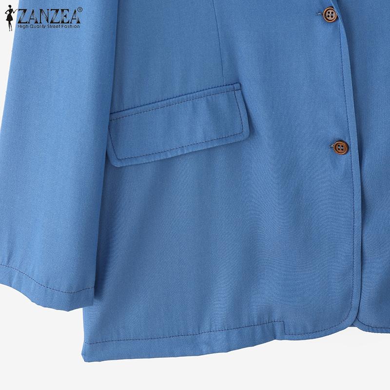 ZANZEA Women Casual Turn Down Collar Loose Long Sleeve Cardigan Tops