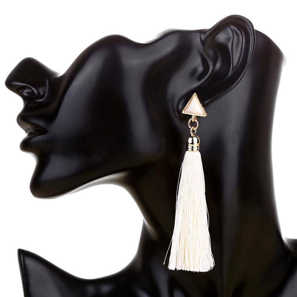 1pair Bohemian Women Ethnic Hanging Rope Tassel Earrings