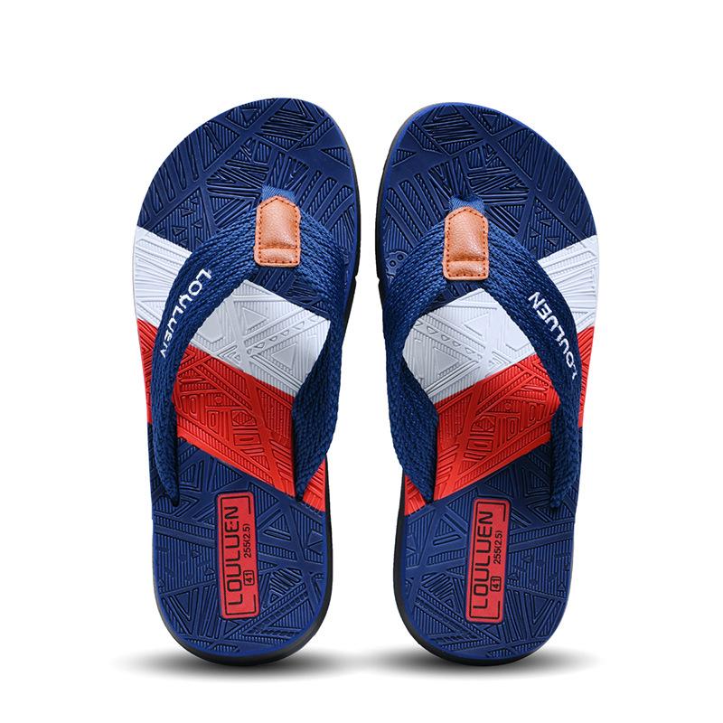 

Шлепанцы мужские летние новые сандалии модные нескользящие с мягкой подошвой холодные тапочки мужская пляжная обувь 39 темно-синий