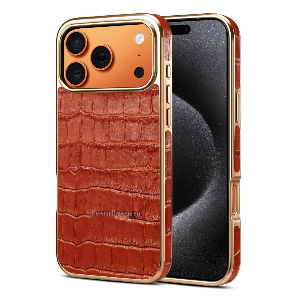 Denior Genuine Leather Crocodile Pattern Case for Apple iPhone 17ProMax 16.