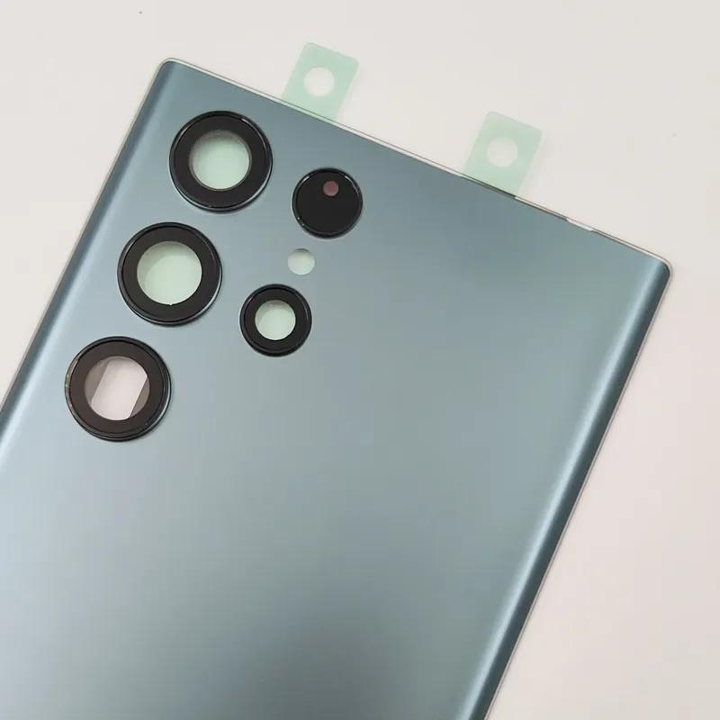 For Samsung Galaxy S22 Ultra 5G Matte Glass Battery Cover Rear Lid Back Door Housing + Original Camera Lens Glue Adhesive