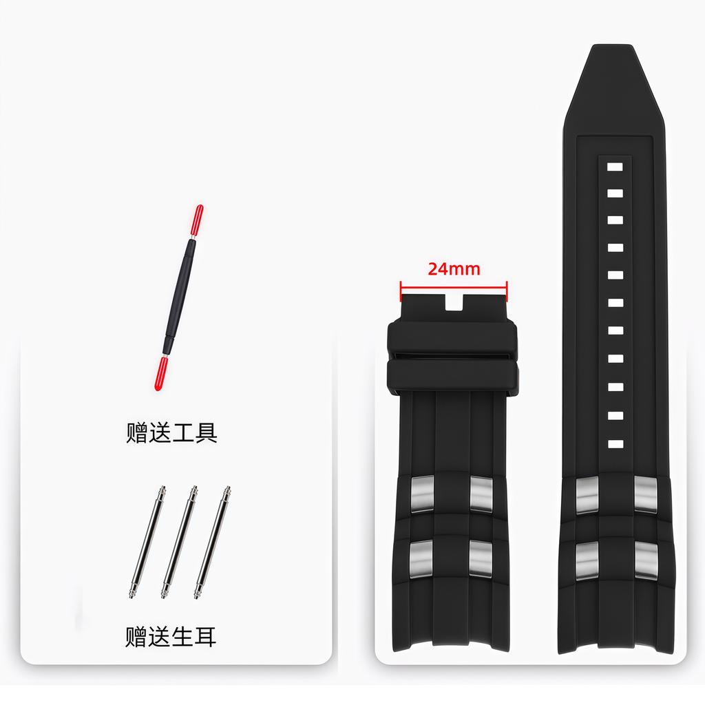26mm Invicta Russian Diver Watch Band - Silicone Rubber Strap with Metal Pellets, Professional Diver Bracelet for Men/Women
