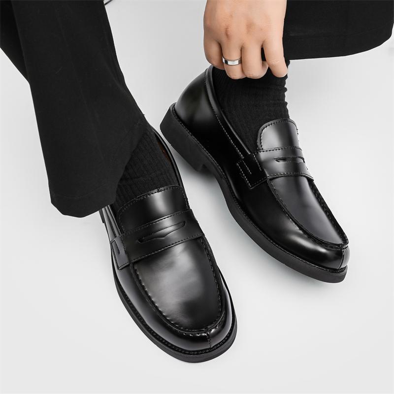 Fashion British Style Genuine Leather Soft Bottom Loafers Men Casual Leather Business Shoes Brand Walking Loafers Slip on Driving Shoes