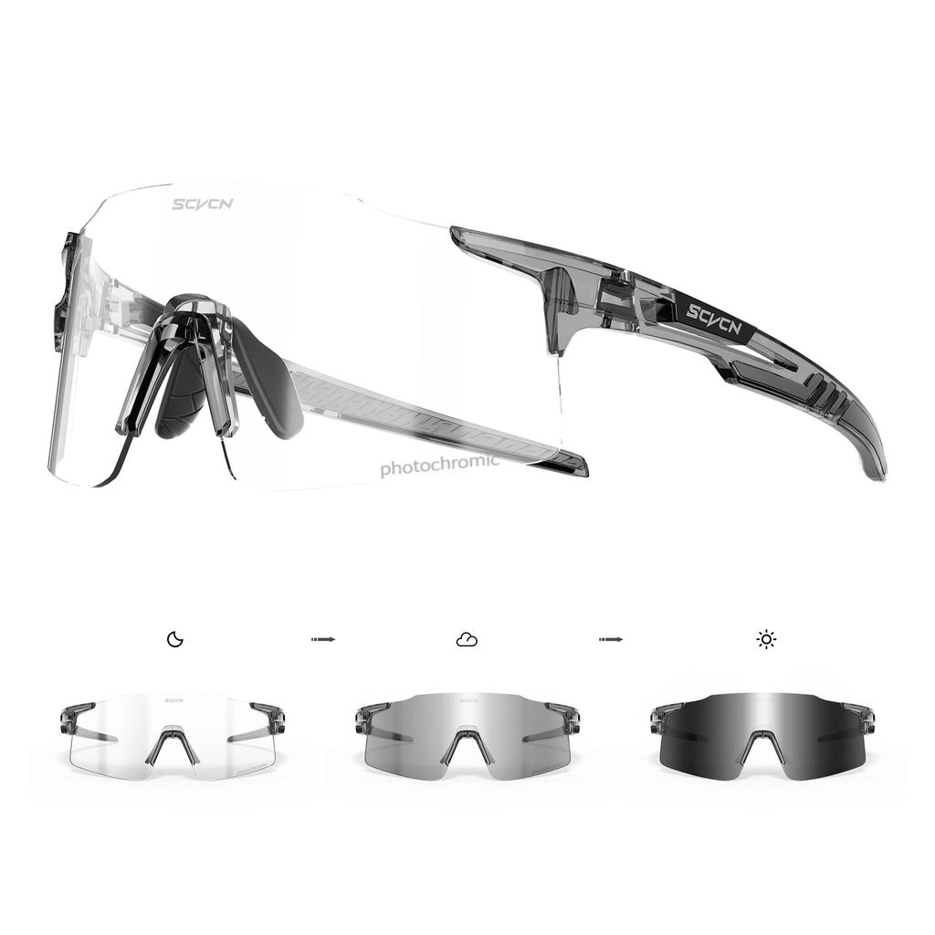 SCVCN Photochrome Radsportbrille Herren Sonnenbrille Outdoor Radfahren Rennrad Mountainbike Brille und Damen Freizeit Wandern Winddicht