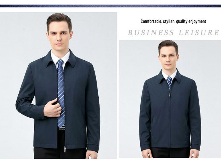 Mulberry Silk Men's Lapel Jacket, 2024 Autumn/Winter Business Casual, Plus Size Outerwear for Middle-Aged Cadre.