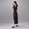 SOFSIL Women's Round Neck Floral Mulberry Silk Summer Long Dress