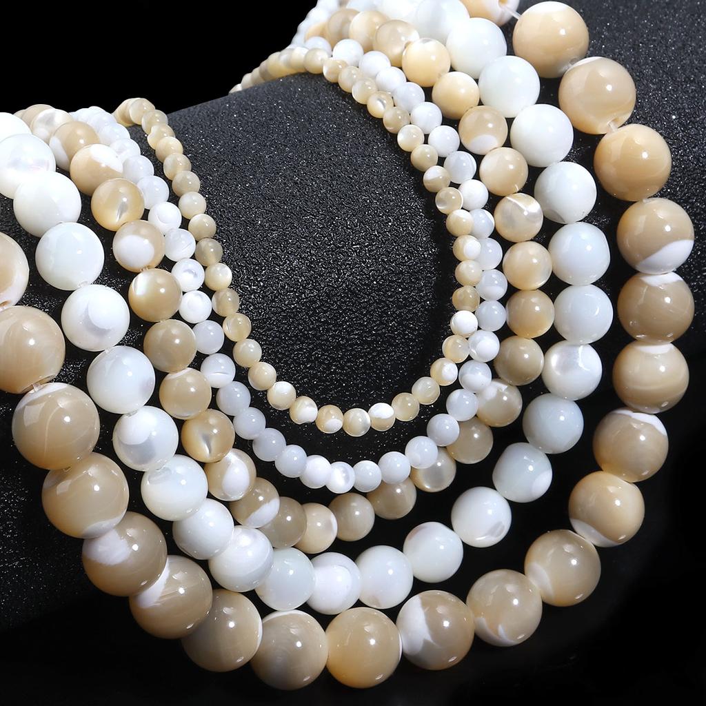 3 4 6 8 10mm Natural Shell Beads Mother of Pearl Trochus Shell Round Loose Beads For Jewelry Making DIY Necklace Accessories