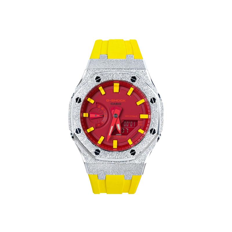 Casio Unisex Liquid Crystal,Analog Dual Display Series 48.5mm Red Watch GA-2100-4A(Watch8--)