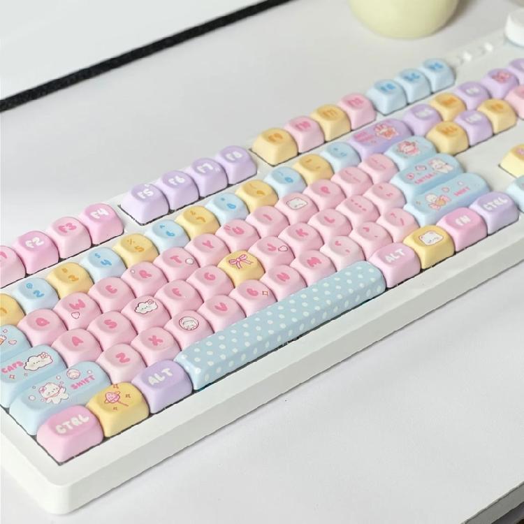 PBT Mechanical Keyboard Keycaps 131Keys Keycaps Candy Bear Theme Colorful MOA Height Heat Sublimated Set