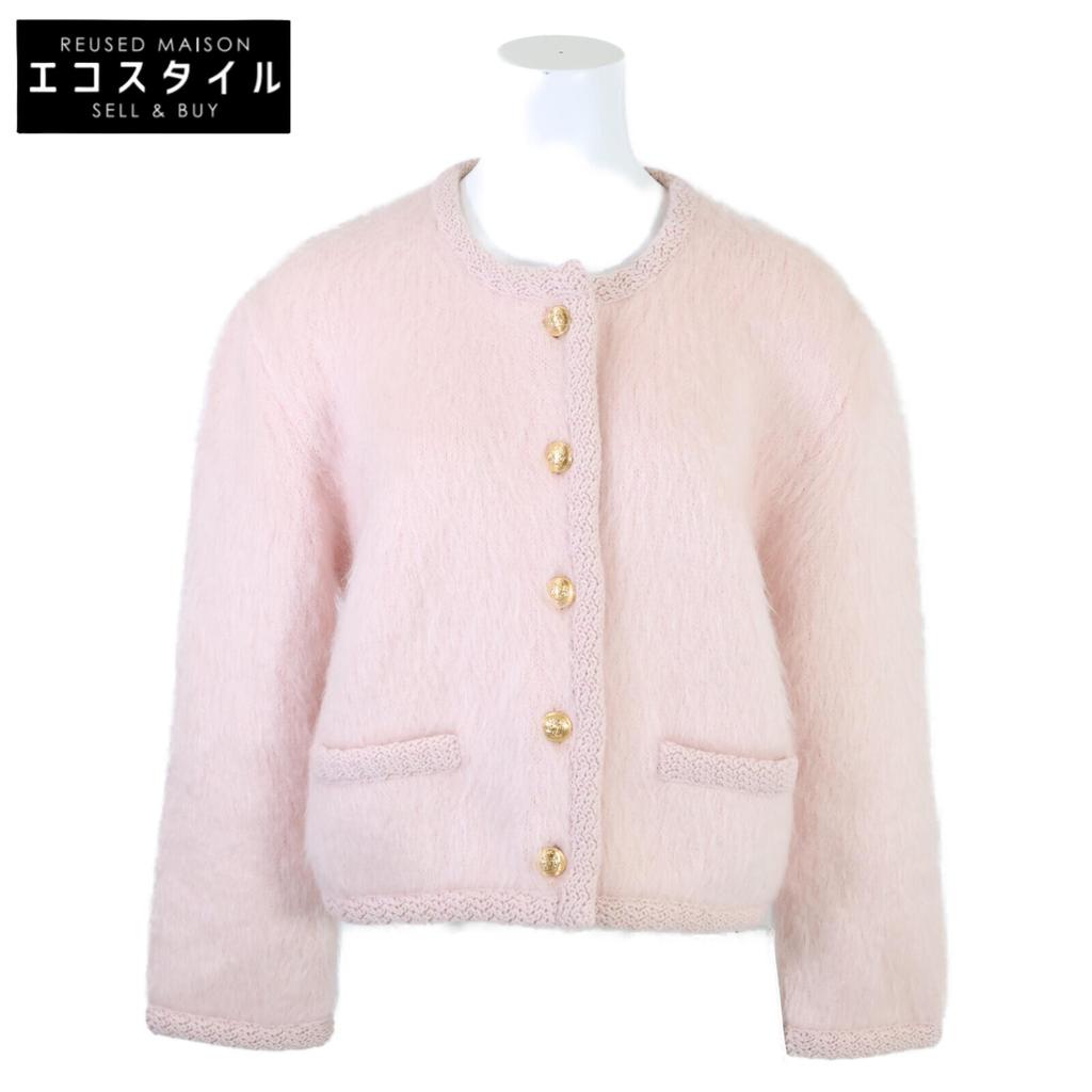 Celine Domestic Regular 23AW 2A43Y270R Chasseur Jacket Brushed Mohair Knit Jacket M Pale pinkUsed