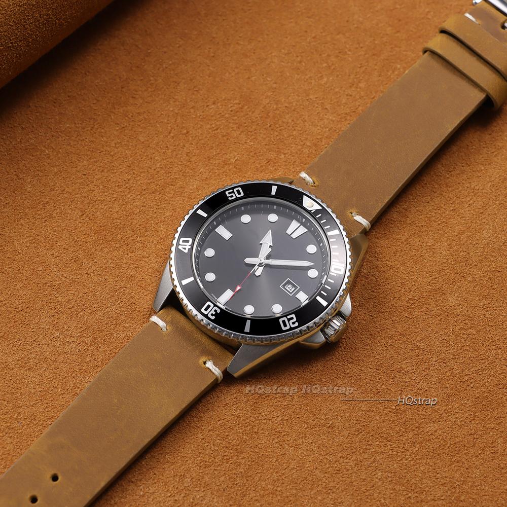 Bracelet for Seiko Vintage Leather Watch Band Stitching Cowhide Strap for Rolex Butterfly Buckle Straps 18mm 20mm 21mm 22mm 24mm