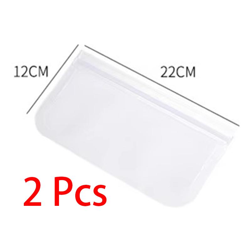 2Pcs Silicone Food Storage Containers Leakproof Fresh-keeping Sealed Freezer Bags Stand Up Zip Shut Bag Fresh Pouch Reusable