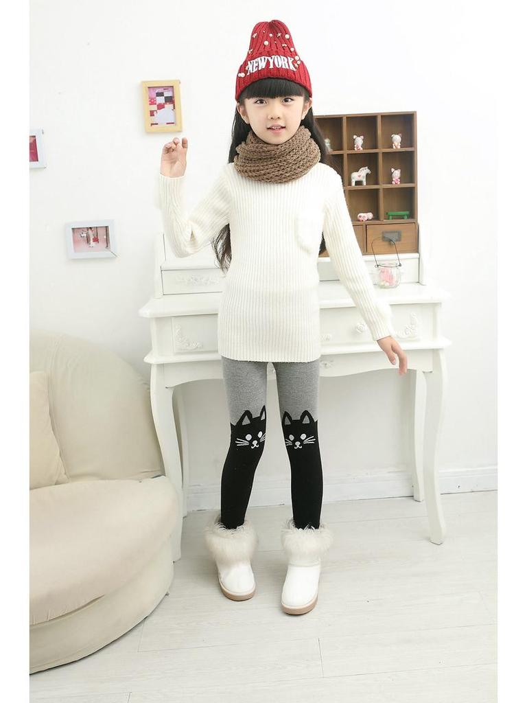 Girls' Thickened Terry Cotton Leggings: Autumn & Winter Pantyhose for Ages 3-7