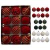 12pcs Cartoon Flocking Christmas Balls Set Christmas Tree Hanging Decoration  Party Favors