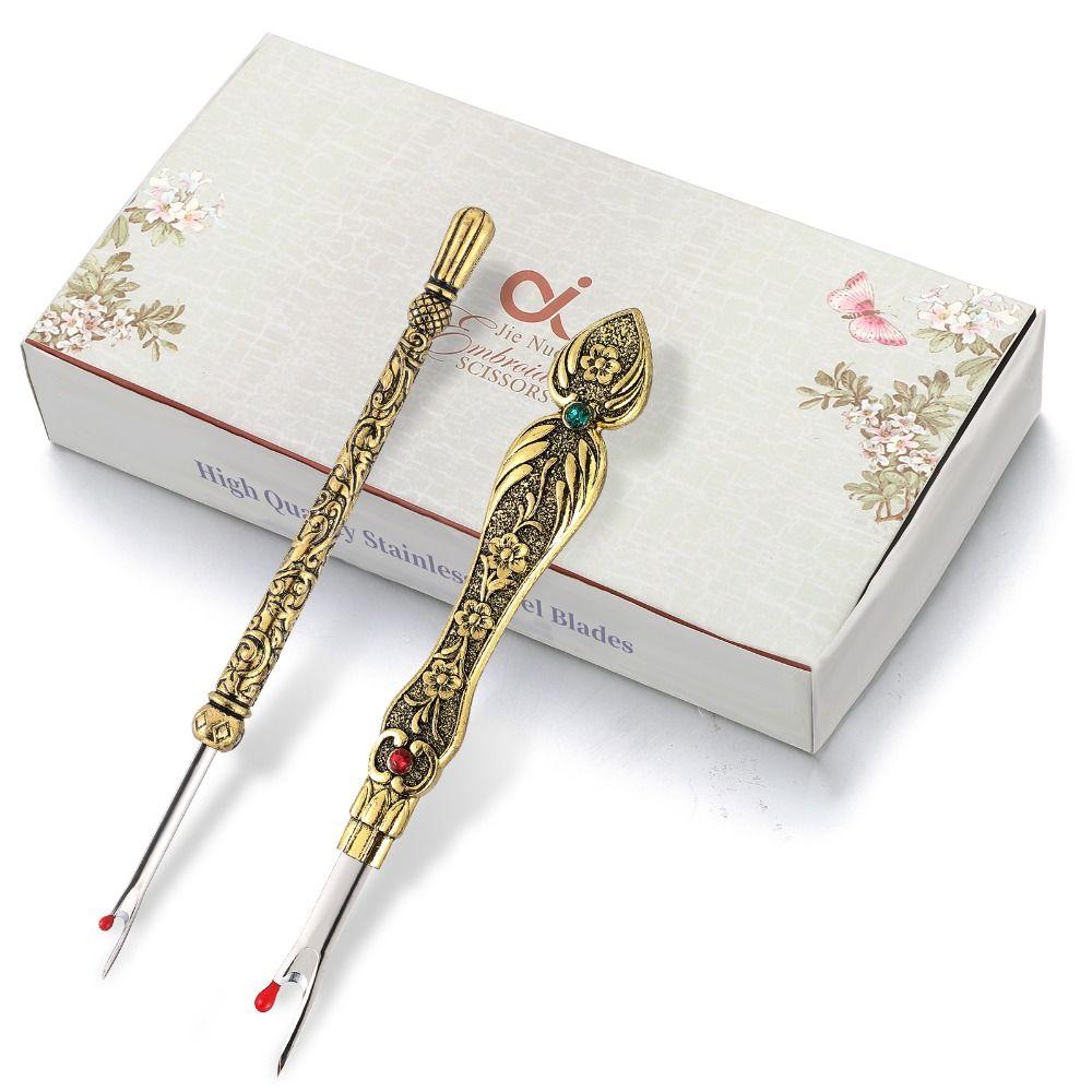 2pcs Metal Stitch Ripper European Vintage Thread Ripping Tool Handy Seam Ripper Set Sewing