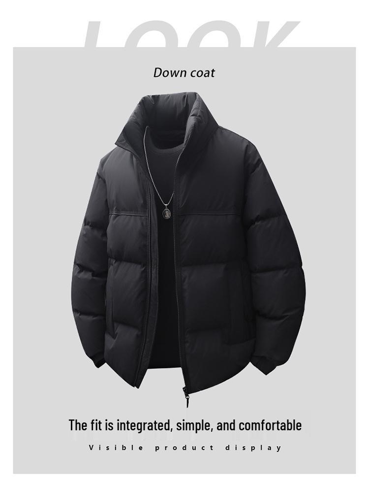 Trendy Warm Stand Collar Solid Color Down Jacket