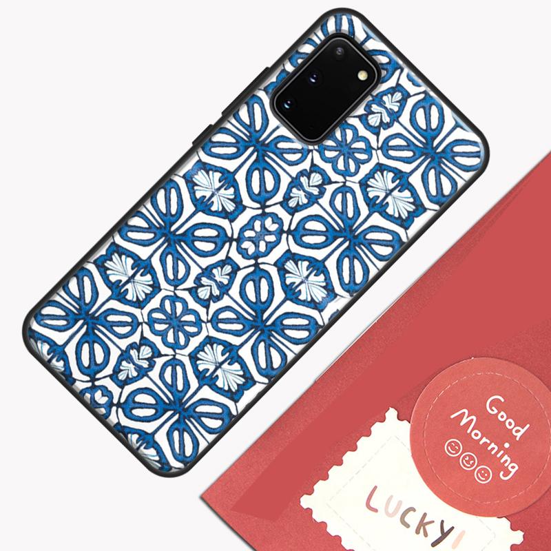 Square Turkish Flower Tiles Phone Case For Samsung Galaxy S24 S26 Ultra S20 S21 S22 S23 S25 Plus S10 S25 FE Cover Shell