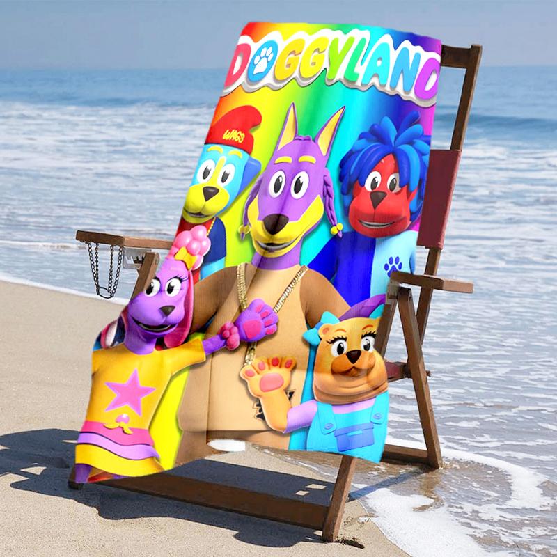 Ultra-Soft Beach Towel with Doggyland Theme,Ideal for Pool - Camping, Diving - Perfect Travel Essential, Vibrant Beach Towel.