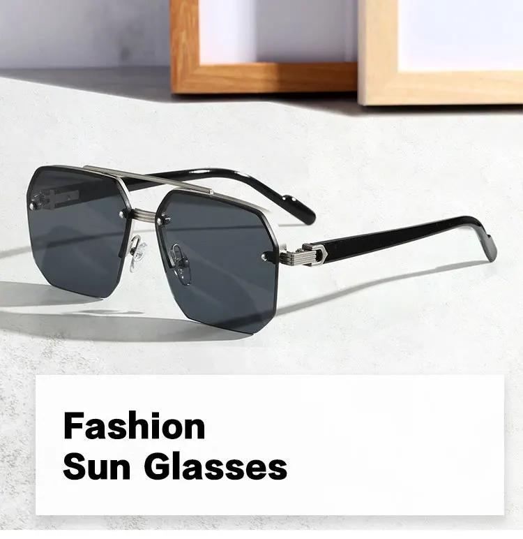Frameless Sunglasses for Men Personalized Square Small Half Frame Sunglasses Travel Driving UV400 Eyewear Mujer