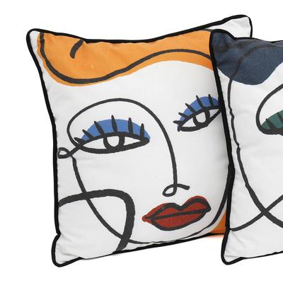 [R8322] - 'Arty' Designer Cushion In Multicoloured Yellow - 40x40 Cm