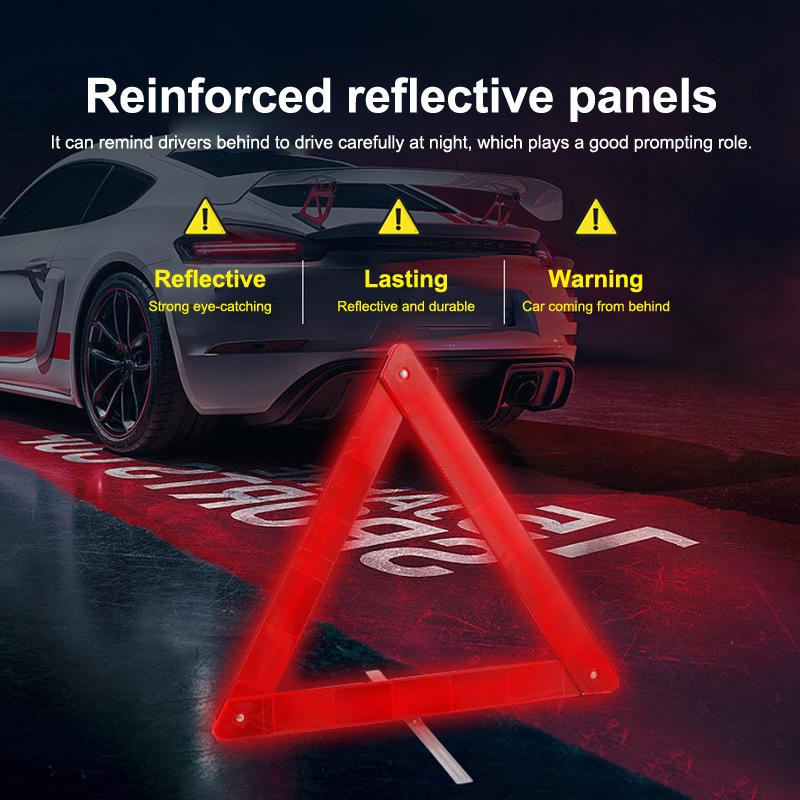Emergency Early Warning Device Triangle Road Safety Stable Metal Bracket Triangular Warning Parking Sign Foldable Tripod