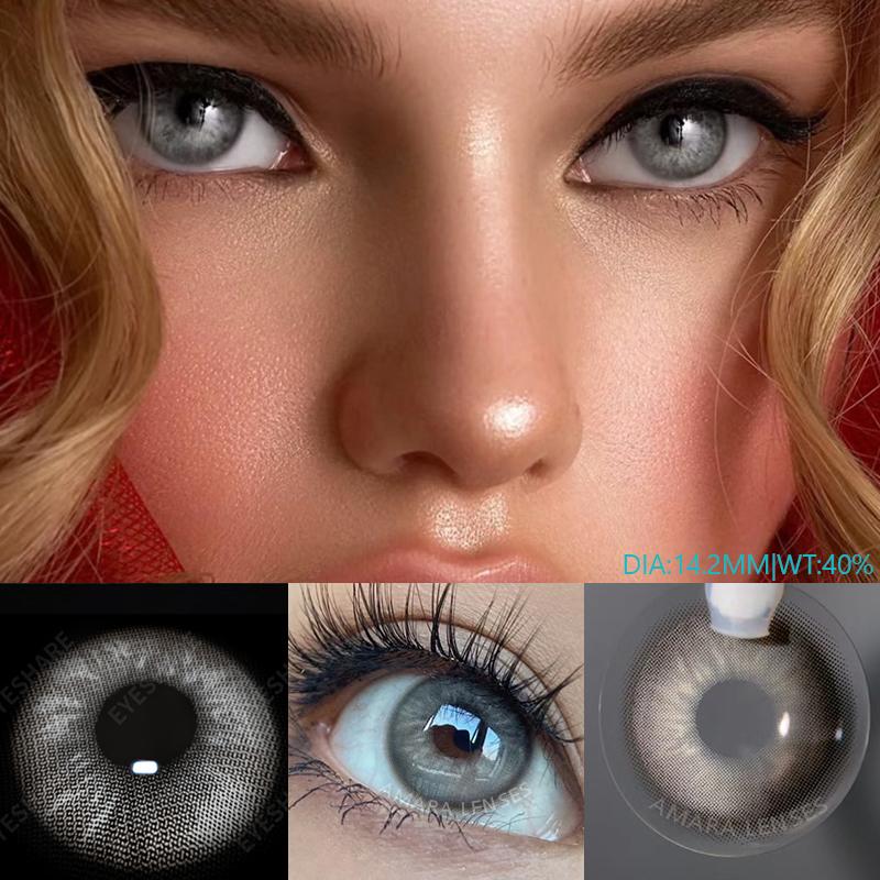 EYEHSARE Farbkontaktlinsen für die Augen, 2 Stück, natürlich gefärbte Linse, blau, rosa, Schönheitskontaktlinsen, Augen-Jahreskosmetik-Farblinse