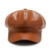 Autumn and Winter Trendy PU Leather Octagonal Hat Beret Outdoor Windproof and Warm Sun Hat Fashionable Casual Baseball Cap