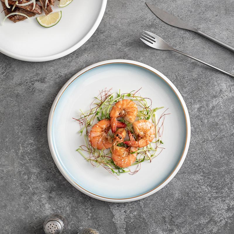 Simple Home Wide Air Round Plate Ceramic Western Plate Vegetable Plate Western Steak Plate Steak Plate Pasta Plate Nordic Style