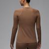 Jordan Solid Logo Round Neck Knit Long Sleeve T-Shirt Women Tops Brown FN5111-223