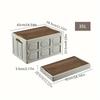 Outdoor Camping Folding Box With Wooden Lid Car Storage Box Food Organizer Container for Household Large Capacity Storage Box