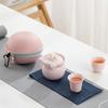 Pink Kneaded Flower Travelling Tea Set Outdoor Portable Bubble Tea with Storage Bag Kung Fu Tea Set Ladies Ceramic Snap Cups