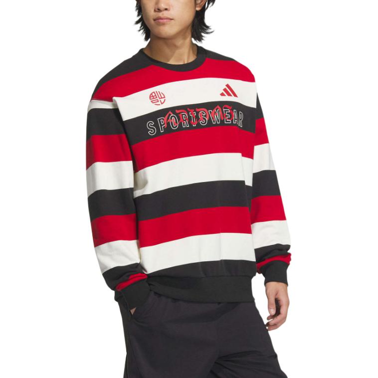 adidas Sport Performance Retro Color Block Striped Letter Pattern Crew Neck Pullover Long Sleeve Sweatshirt Unisex Sweatshirt Multi-Color JZ4201