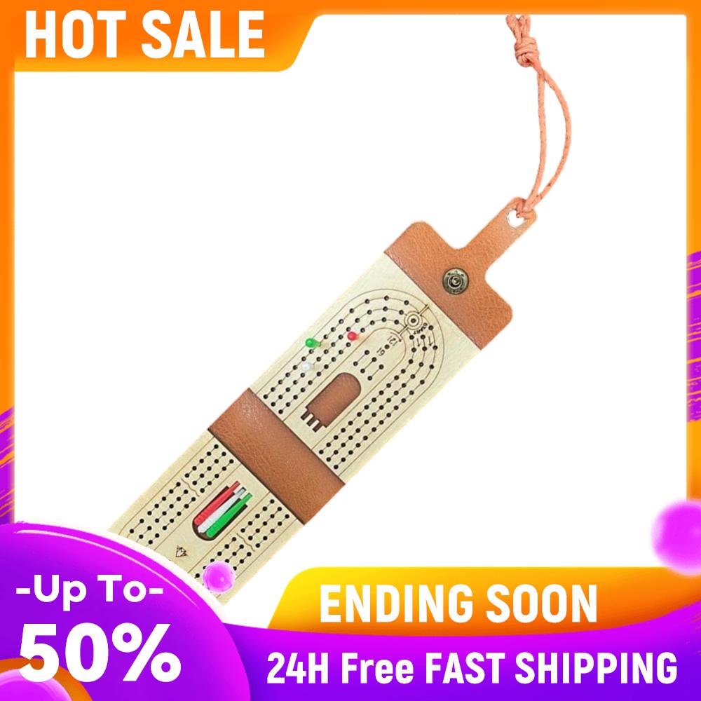

Traditional Wooden Cribbage Board Game Set with 6 Pegs and Deck of Playing Cards 2-4 Player Games for Family Game Night Travel China Mainland