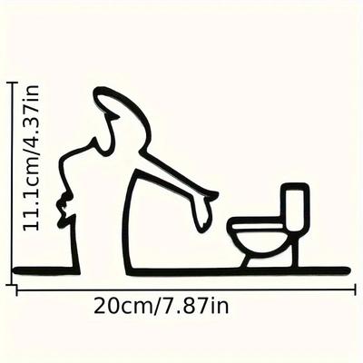2D Flat High-Quality Minimalist Interiors Metal Self-Adhesive WC Sign Black Frame Modern Home Decor For Bathroom Easy To Install